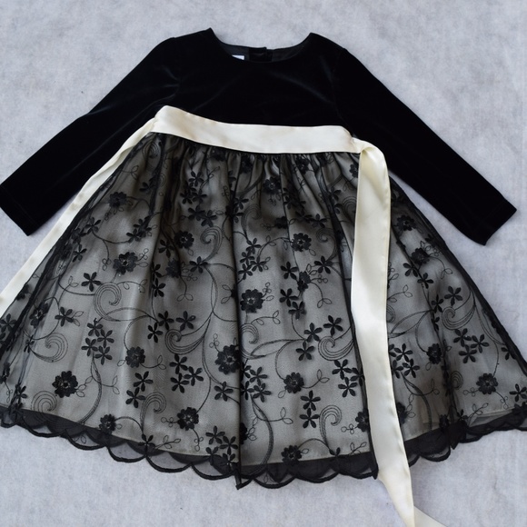 3T TALBOTS KIDS BLACK VELVET & ORGANZA DRESS - Picture 1 of 3